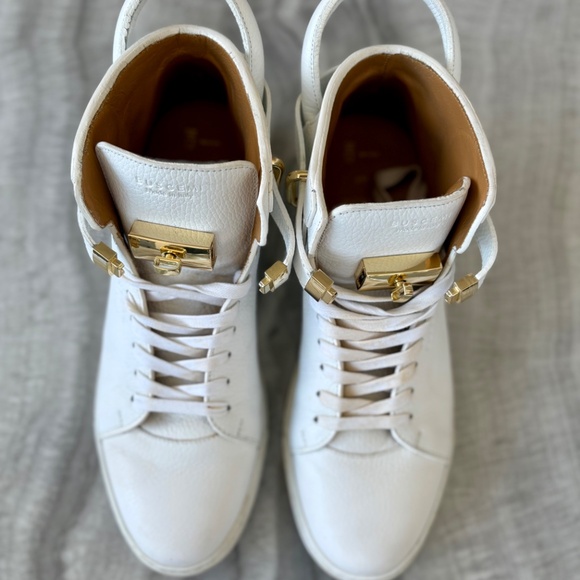Buscemi White and Gold High Top Men’s Sneakers - Picture 2 of 6
